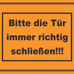 HB-Druck Aufkleber Bitte die Tür immer richtig schwarz-orange A6 (105x148mm)