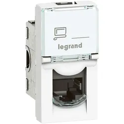 Legrand 076571 Mosaic 1-fach RJ45, Kat 6A, UTP, 1-modulig, Farbe: Ultraweiß