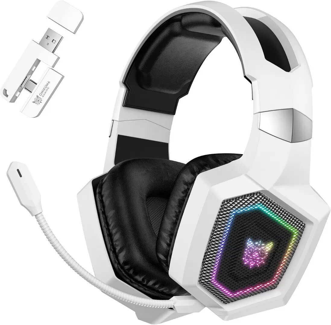 INF GT806 Wireless Gaming Headset – Tri-Mode 2.4G & Bluetooth 5.3, 50mm Treiber, Aktives Noise-Cancelling-Mikrofon, 100 Stunden Weiß