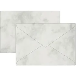5x Brunnen, Briefumschlag, Briefumschläge Marmor C5 Seidenfutter 80g/qm grau VE=10 Stück (C5, 10x)