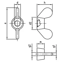 DIN 315 A2 M 6 - Flügelmuttern deutsche Form