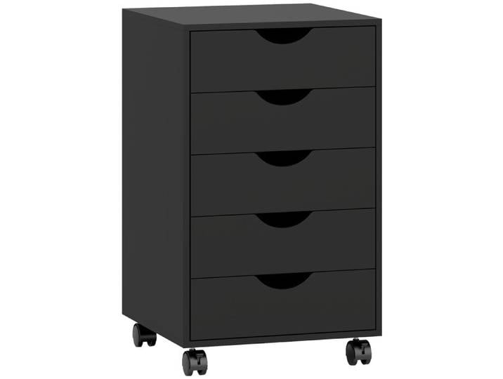 YWJ Commode de bureau avec roues et 5 tiroirs meuble classeur pour bureau et salon 40x40x67 cm noir