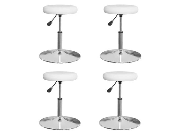 KUTYWEXFM Esszimmerstuhl 4er Set Höhenverstellbar Drehbar Weiß Kunstleder Stufenlos verstellbare Sitzhöhe von 39 bis 53 cm, ideal für die Küche oder die Bar im modernen Wohnbereich.