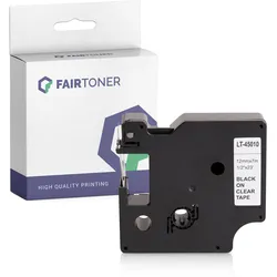 Kompatibel für Dymo 3500 (45010 / S0720500) Schriftband 12mm/7m Schwarz auf Transparent