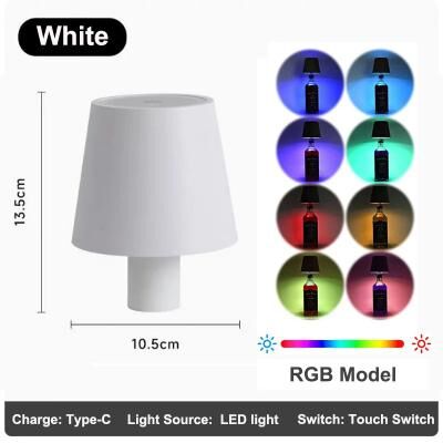 Inspire Select Rechargeable LED Bottle Table Lamp Touch Control RGB & 3 Color Dimmable Light For Outdoor & Bar Decor white Rgb