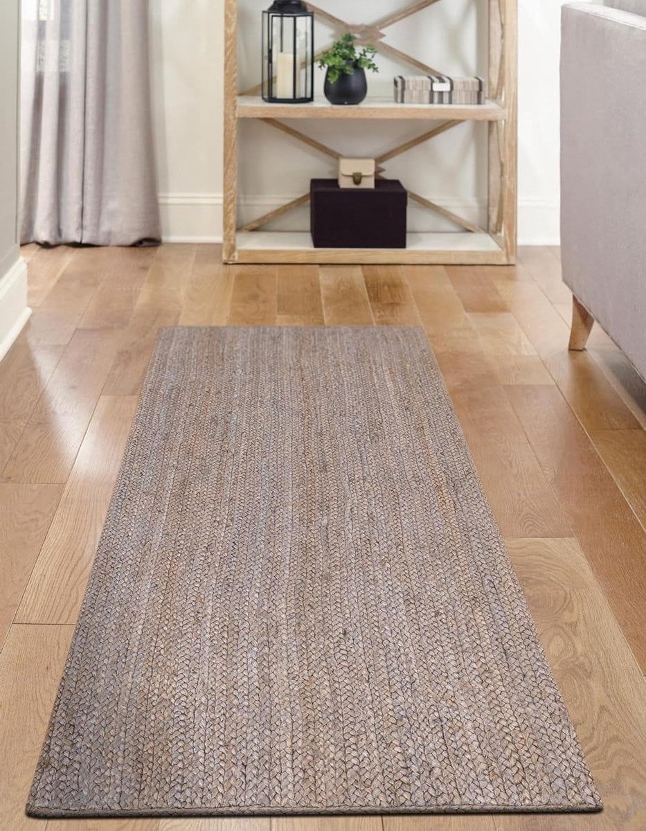 Handgeweven Gevlochten Jute Runner - Grijs - 60 x 150 cm