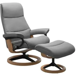 Stressless Sessel mit Hocker View Signature Leder Grau Batick Wild Dove L (Large)