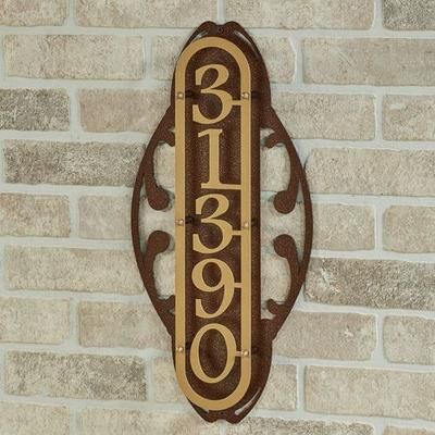 Touch Of Class Metal Paris Vertical House Number Address Wall Sign, Vertical, Gold/Bronze
