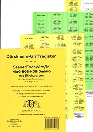 Thorsten Glaubitz - SteuerFachwirt/in - Wirtschaftsgesetze (BGB-HGB-GmbHG) Dürckheim-Register Nr. 2443 mit Stichworten: 102 Registeretiketten für das BGB, HGB, GmbHG mit ... vom Verlag C.H. Beck oder nwb-Textsammlung - Preis vom 02.10.2026 23:42:20 h