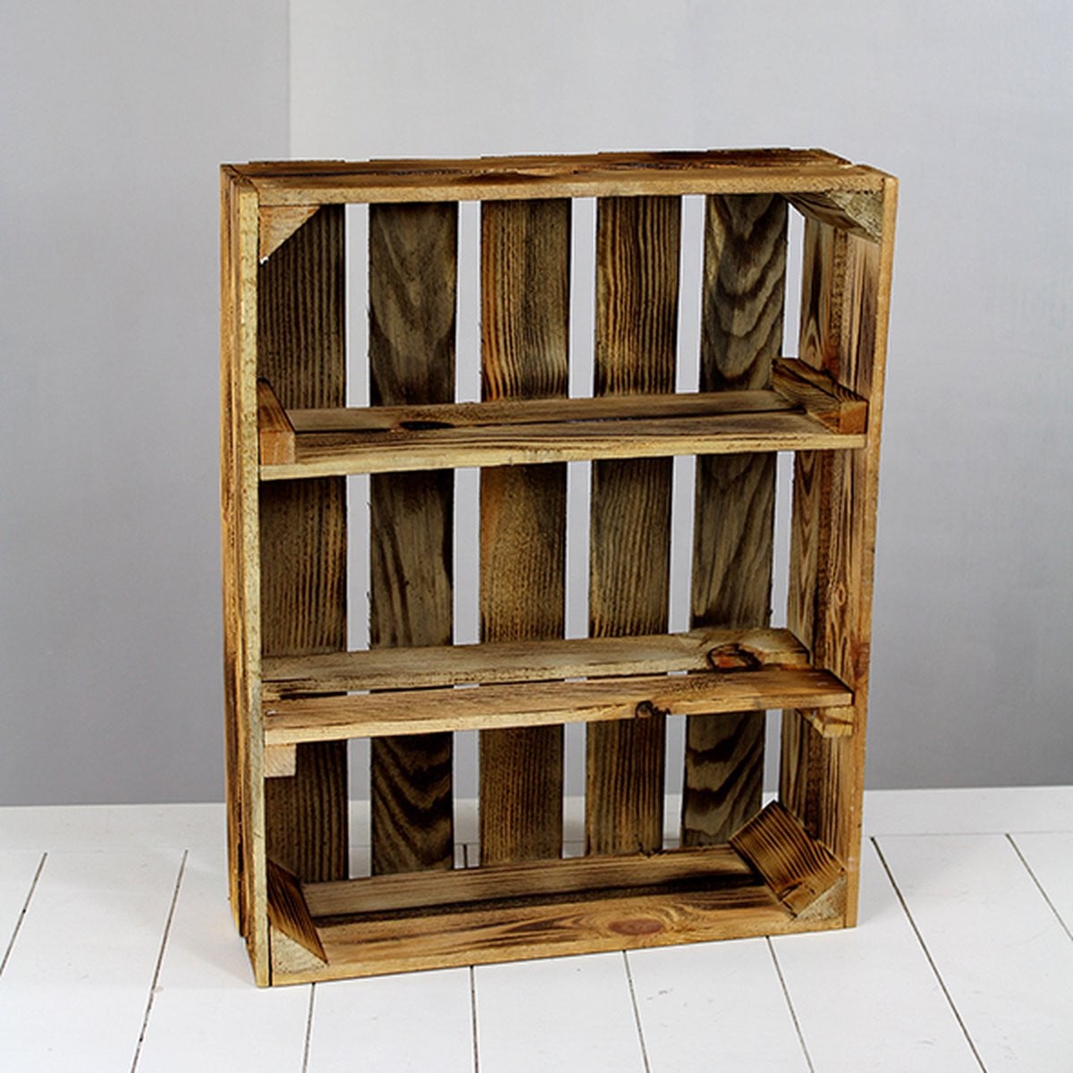 Bruine houten fruitkist met vaste tussenschotten B/D/H: 50 x 40 x 15 cm