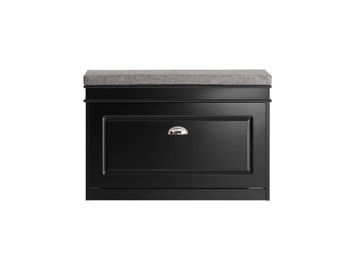 Banc à chaussures avec porte abattante largeur 75cm effet bois noir