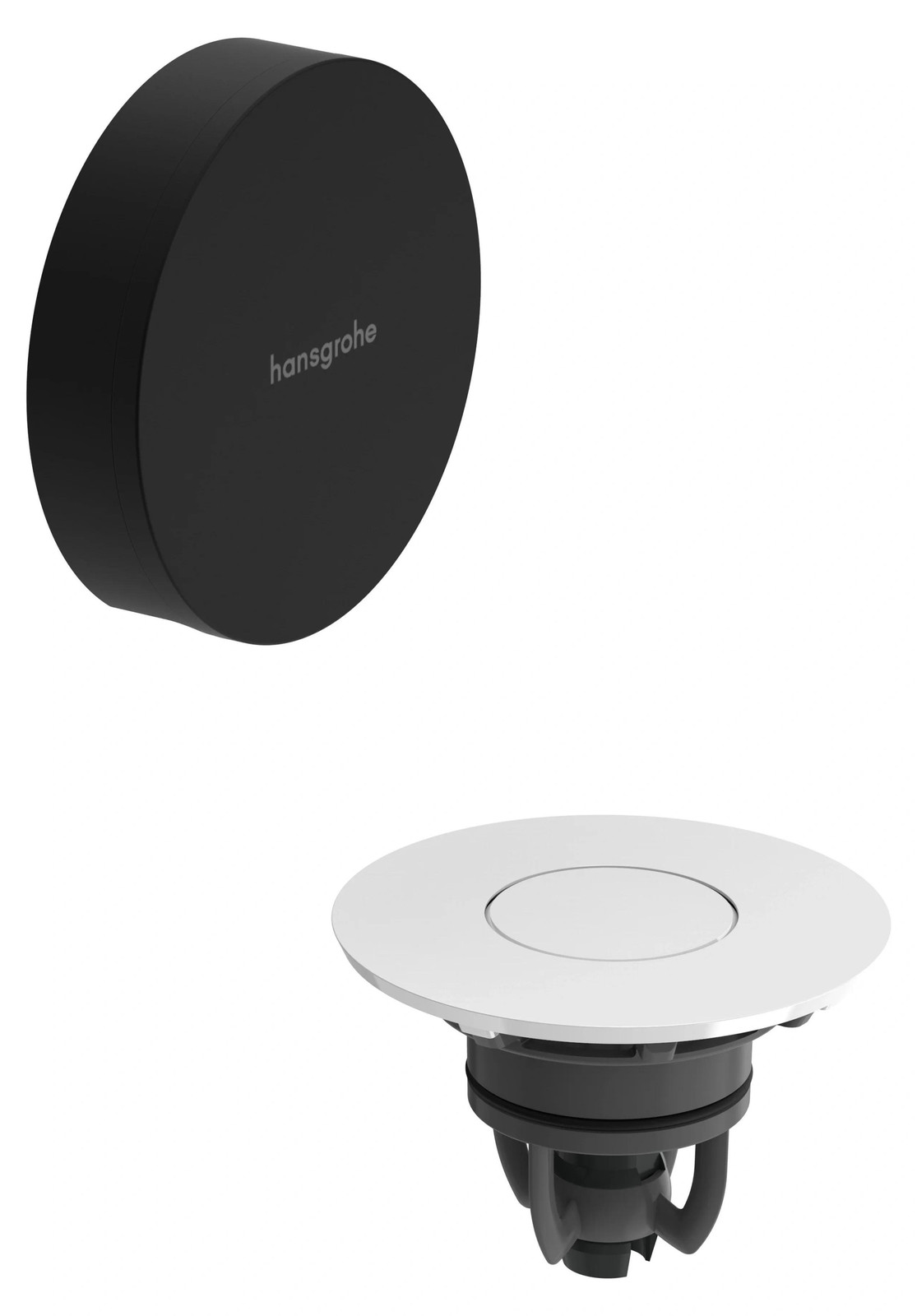 Hansgrohe afvoer- en overloopset, compleet, matzwart en glanzwit