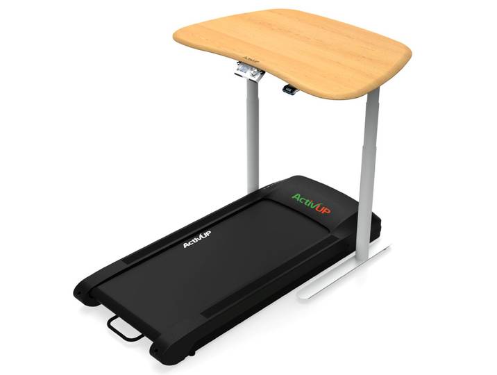 Activ'Up Tapis Bureau de marche intensif Softwalk 120 cm - Plateau Bois massif Hêtre finition Blanc