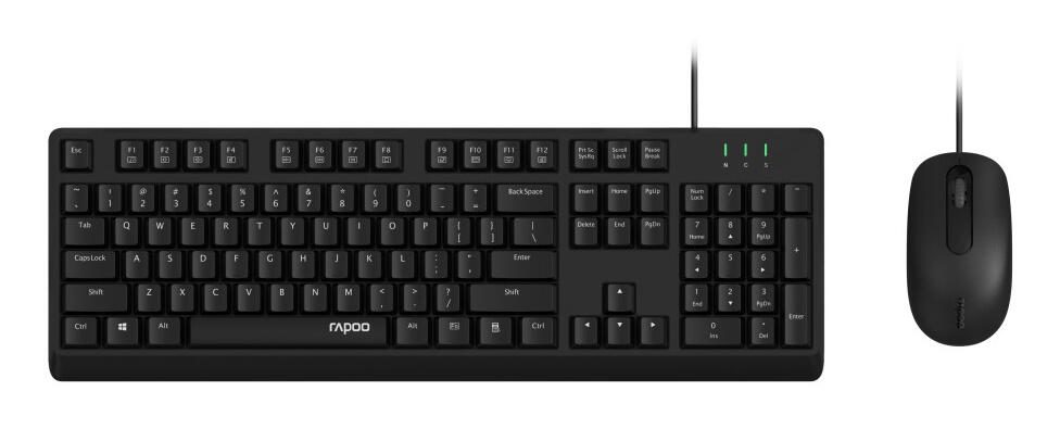 Rapoo NX1500 kabelgebundenes Tastatur Maus Set - QWERTZ DE - schwarz 00228287