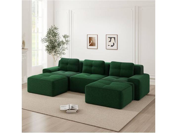 Canapé modulable - SENVIRO - 3 places esprit nuage vert