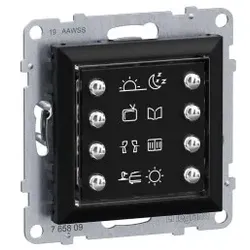 Legrand 765809 Seano MyHome Szenentaster zum Abrufen von 8 Szenarien in der Farbe Schwarz