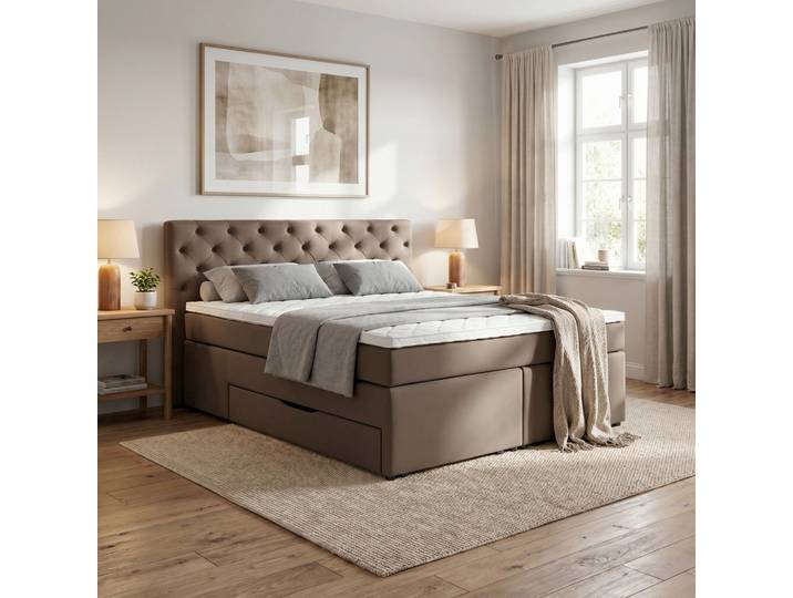 Boxspringbett Chester Dunkelbraun max. 180x200cm