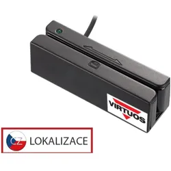 Virtuoso Třístopá čtečka magnetických karet MSR-100A, USB-COM, černá (RS-232, USB, USB-C), Speicherkartenlesegerät, Schwarz