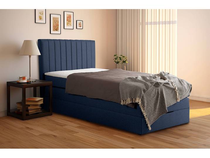 Boxspringbett Ghoripur - Typ A 100 x 200cm Webstoff Mavie Blau