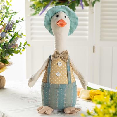 Glitzhome Easter Fabric Girl Boy Bunny Duck Shelf Sitters or Standing Figurines Decor