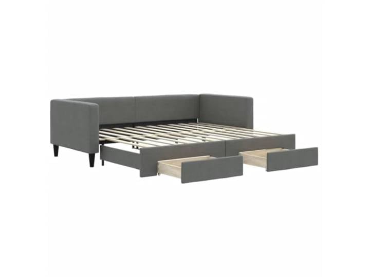 PUGYNBK Ausziehsofa, dunkelgrau, 90 x 200 cm, mit Schubladen Struktur aus Holz und Metall, 2 Schubladen mit Rollen, Verwendung im Alltag und bei Nacht, Wohnzimmer oder Schlafzimmer