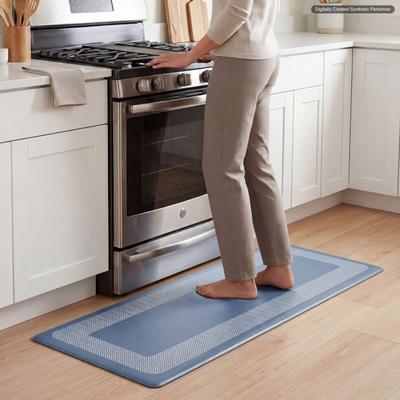 Chef Gear Hettie Herringbone Border Wellness Kitchen Mats