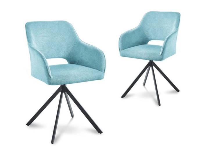 Lot de 2 chaises pivotantes design en velours vert d'eau