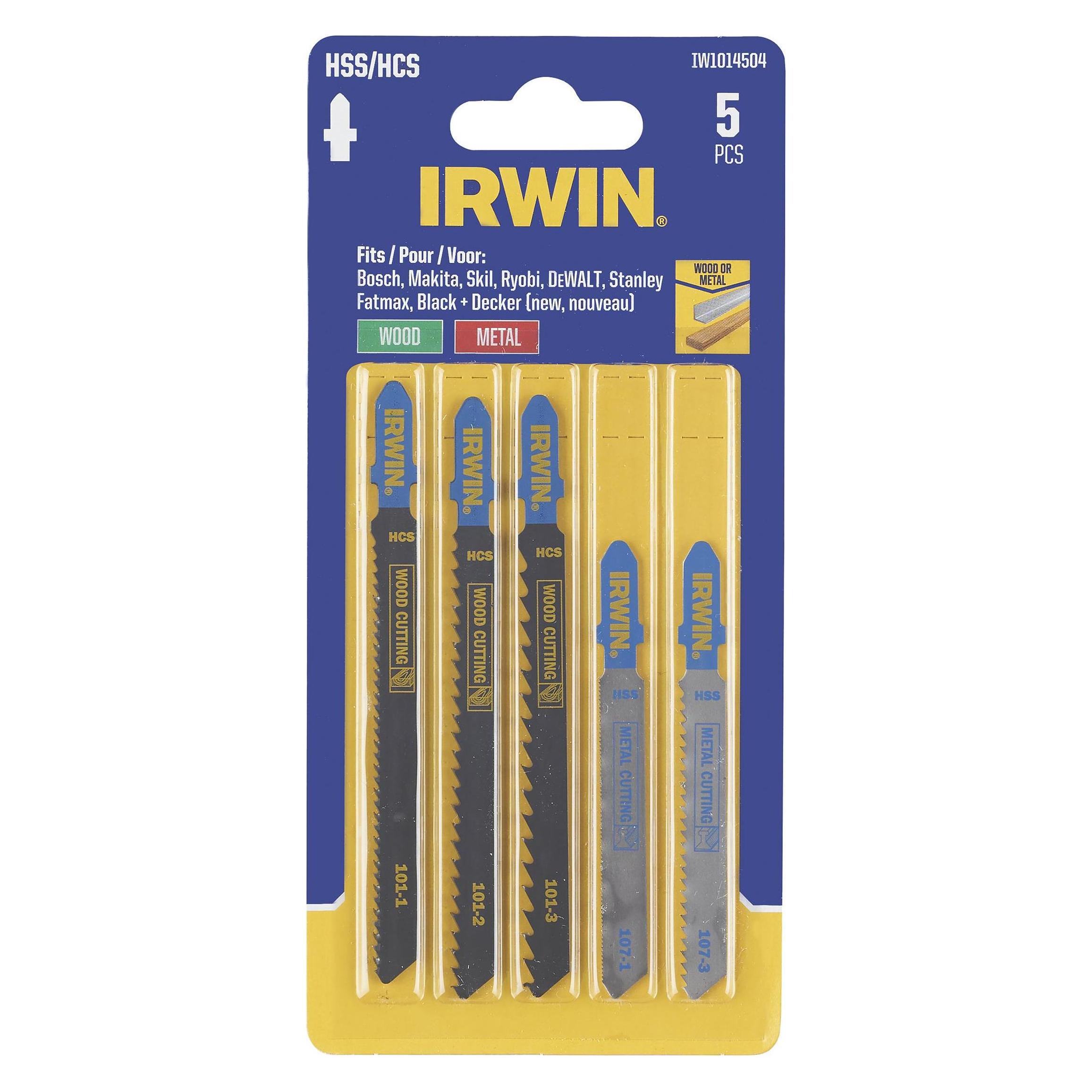Irwin BRZESZCZOT HCS/HSS DO WYRZYNARKI / TYP T kpl. 5szt. METAL i drewna, w blistrze (37262421)