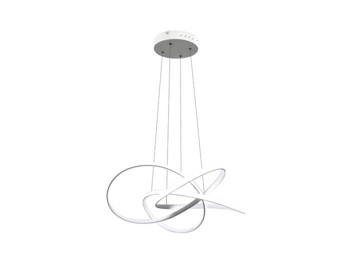 ZMH Led-Pendelleuchte Elarionne 58/150/20 cm, Weiß, Metall, Freiform, LED integrated, 20x150x150 cm, Lampen & Leuchten, Innenbeleuchtung, Hängeleuchten, Pendelleuchten