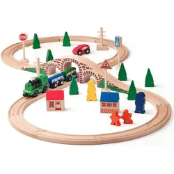 Hape Eisenbahnset in Form einer Acht mit einer batteriebetriebenen Lokomotive (93057)