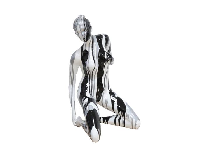 Handgefertigte Design Skulptur „Akt in Silber-Schwarz“ 58 x 28 cm Multicolor Crea Collection