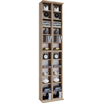 Media-Regal VCM "Holz CD DVD Stand Regal Schrank Ständer Almera", braun (sonoma, eiche (sägerau)), B:42cm T:20cm, Regale