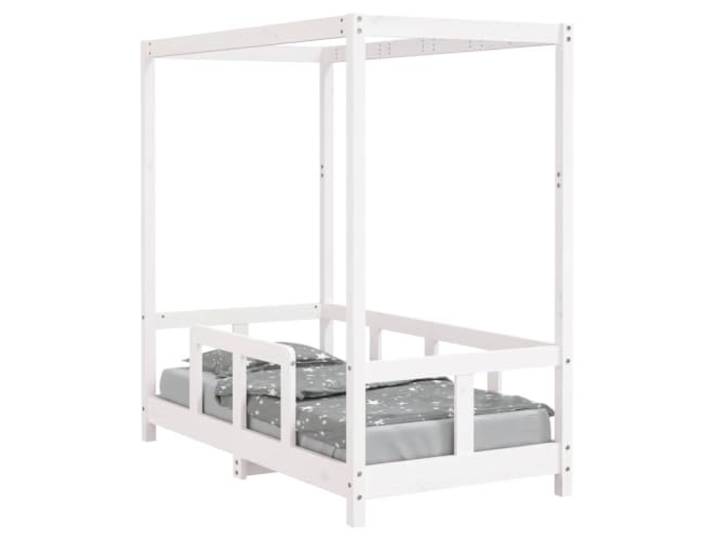 FDSAQOPT Weiß 70x140 cm Massivholz Kiefer Baldachinbett-Design, Holzlatten für Stabilität, niedrige Einstiegshöhe, , Matratze separat erhältlich
