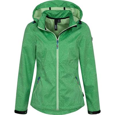 Softshelljacke LPO "SHELBY PEAK II", Damen, Gr. 36 (S), grün, Softshell, 96% Polyester, 4% Elasthan, tailliert hüftbedeckend, abnehmbar gerader Abschluss mit Klettverschlüssen, Jacken Softshelljacke, leichte Softshelljacke mit All-Over-Print und...