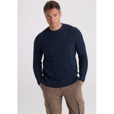 Rundhalspullover FELIX HARDY "Rundhalspullover", Herren, Gr. L, navy, 100% Baumwolle, Rundhals, Pullover Rundhalspullover