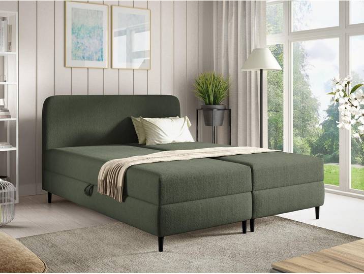 Compleo Boxspringbett auf Füßen, 7-Zonen Bonell-Matratze, Modern Schlafzimmer (klassisches Design)
