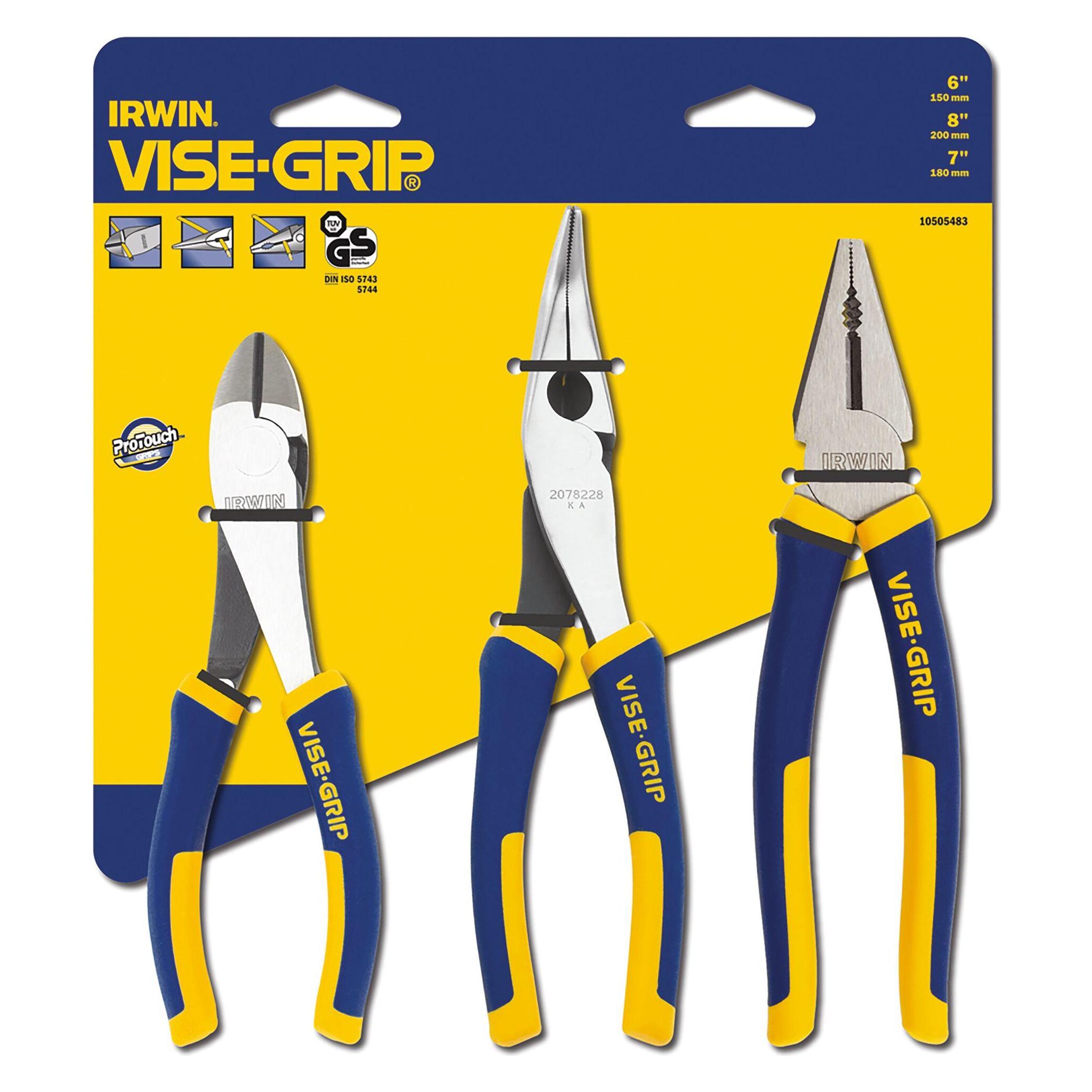 Irwin 3 ONE SET OF PROPLIER PLIERS: DIAGONAL 150MM, LONGER 200MM, UNIVERSAL 175mm (350 mm) (10505483)