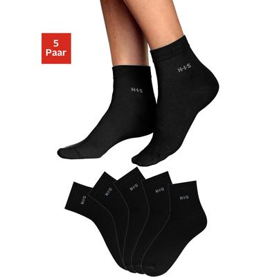 Kurzsocken H.I.S "Damen halbhohe Socken, Knöchelsocken sportliche Freizeitsocken", Damen, Gr. 35-38, schwarz, Baumwolle, Elasthan, Polyamid, uni, elastisch, Socken, mit Bündchen über dem Knöchel