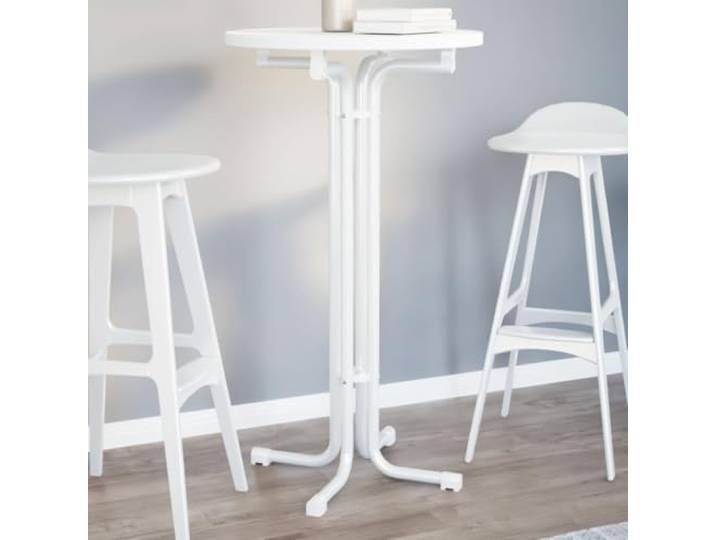 HEFZGDB Esstisch Weiß Ø60x110 cm Klappbar aus Holzwerkstoff und Stahl mit Pulverbeschichtung – Stabiler Tisch für Küche und Esszimmer