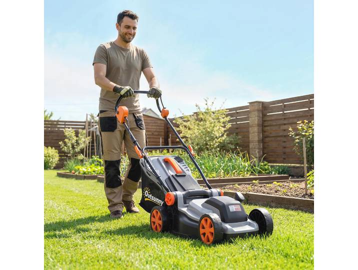 Outsunny Tondeuse Sans Fil 18V 34cm Brushless 2x4.0Ah 400m²
