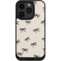 Nivocase Handyhülle für Apple iPhone 15 Pro Hülle NIVOpure Case Schwarz Muster Schleife Schleifen (Apple iPhone 15 Pro), Smartphone Hülle, Schwarz