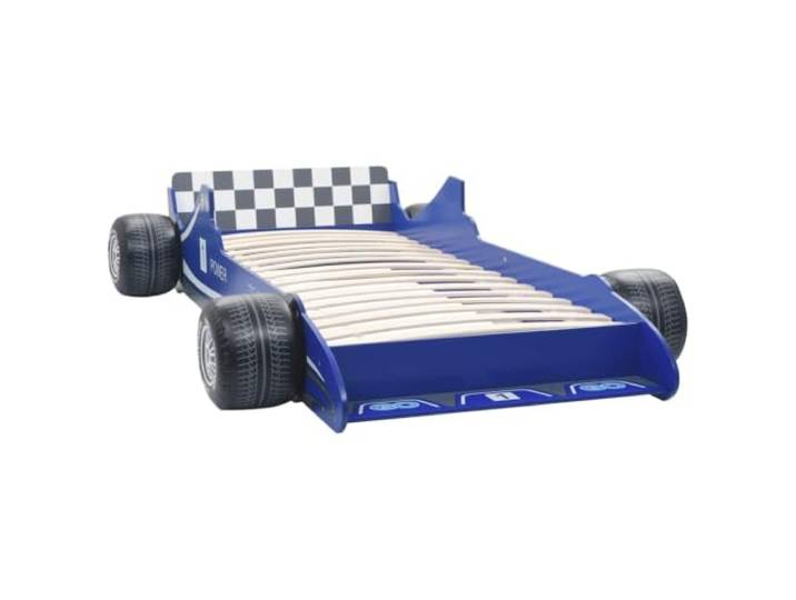 FDSAQOPT im Rennwagen-Design 90 x 200 cm Blau Rennwagen-Design, solide Konstruktion, Schutzgeländer beidseitig, Sperrholzlatten, Lattenrost inklusive, einfacher Aufbau