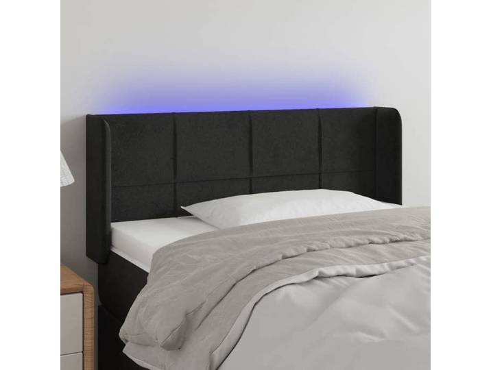 Tête de Lit à LED Meuble de Chambre à Coucher Accessoire de Lit Simple Tête de Cadre de Lit Intérieur Noir 3123268