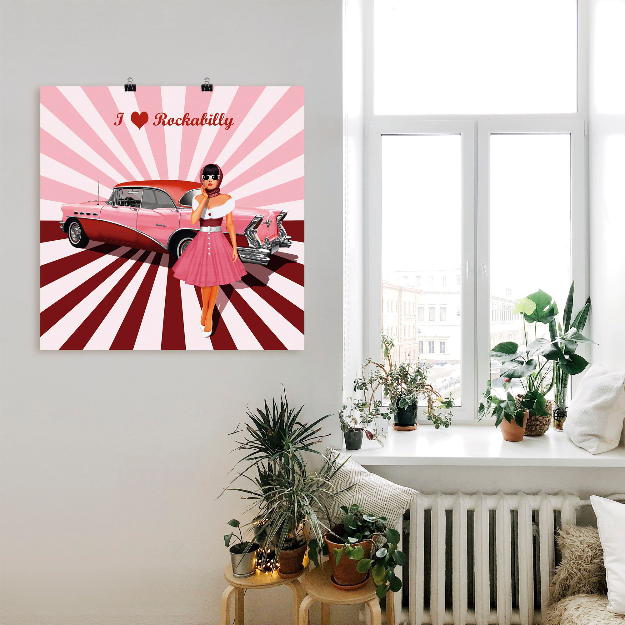 Wandbild ARTLAND "Ich liebe Rockabilly", pink (farbe bild(er): pink), B:30cm H:30cm, Bilder, Wandbild, als Leinwandbild, Poster in verschied. Grössen farbe bild(er): pink B/H/T: 30cm x 30cm, Poster Ausstellungsplakate, 1 Stk.
