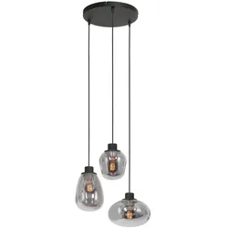 Steinhauer Pendelleuchte REFLEXION, 3-flammig, 3x E27, schwarz matt / Rauchglas teilverspiegelt STE-3079ZW