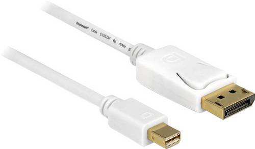 Delock Mini-DisplayPort / DisplayPort Adapterkabel Mini DisplayPort Stecker, DisplayPort Stecker 3.00m Weiß 83483 vergoldete