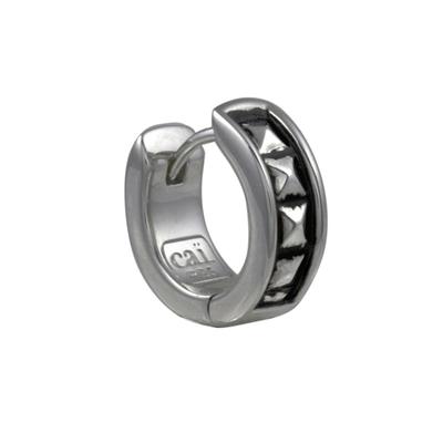 Single-Creole CAÏ "Silber 925 rhodiniert matt oxidiert", silbergrau, Ohrringe, Herren, one-size, Silber 925 (Sterlingsilber)