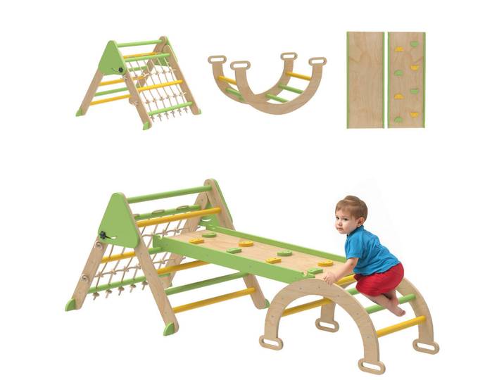 ComfortXL Kletterdreieck De-18396 8-in-1 mit Rampe, Bogen & Leiter Grün, 74.5x191.5 cm, Freizeit & Co, Gartenspielzeug
