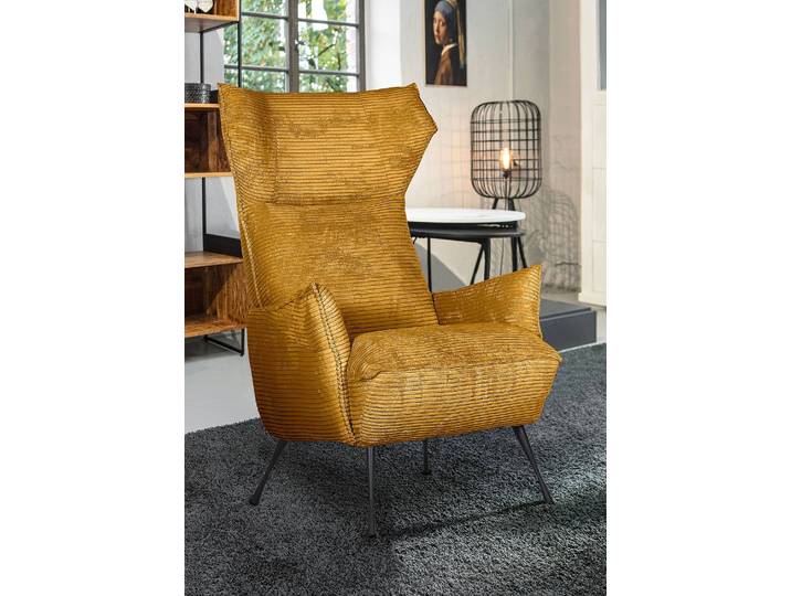 Fauteuil Tunggalan Orange Velours côtelé Calice 83 x 110 x 92cm