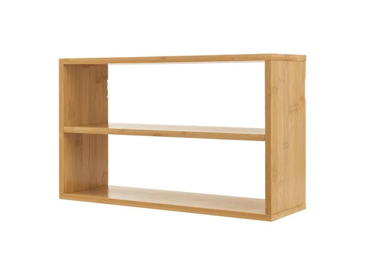 [en.casa] Wandregal Gol, Naturfarben, Holz, Bambus, 2 Fächer, 50x30x15 cm, Wohnzimmer, Regal, Wandregal